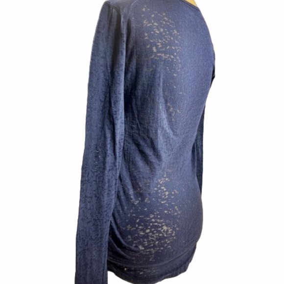 Mudd Navy Blue (Juniors) Sheer L/S Top Medium - Picture 4 of 8